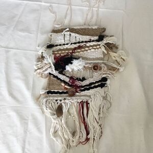 OOAK handmade woven wall hanging earth tones. A0005
